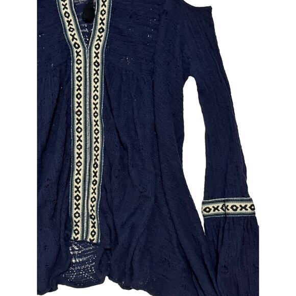 Free People Love Flowers Tunic Dress Small Asymmetrical Boho Lagenlook Crochet - Picture 6 of 15